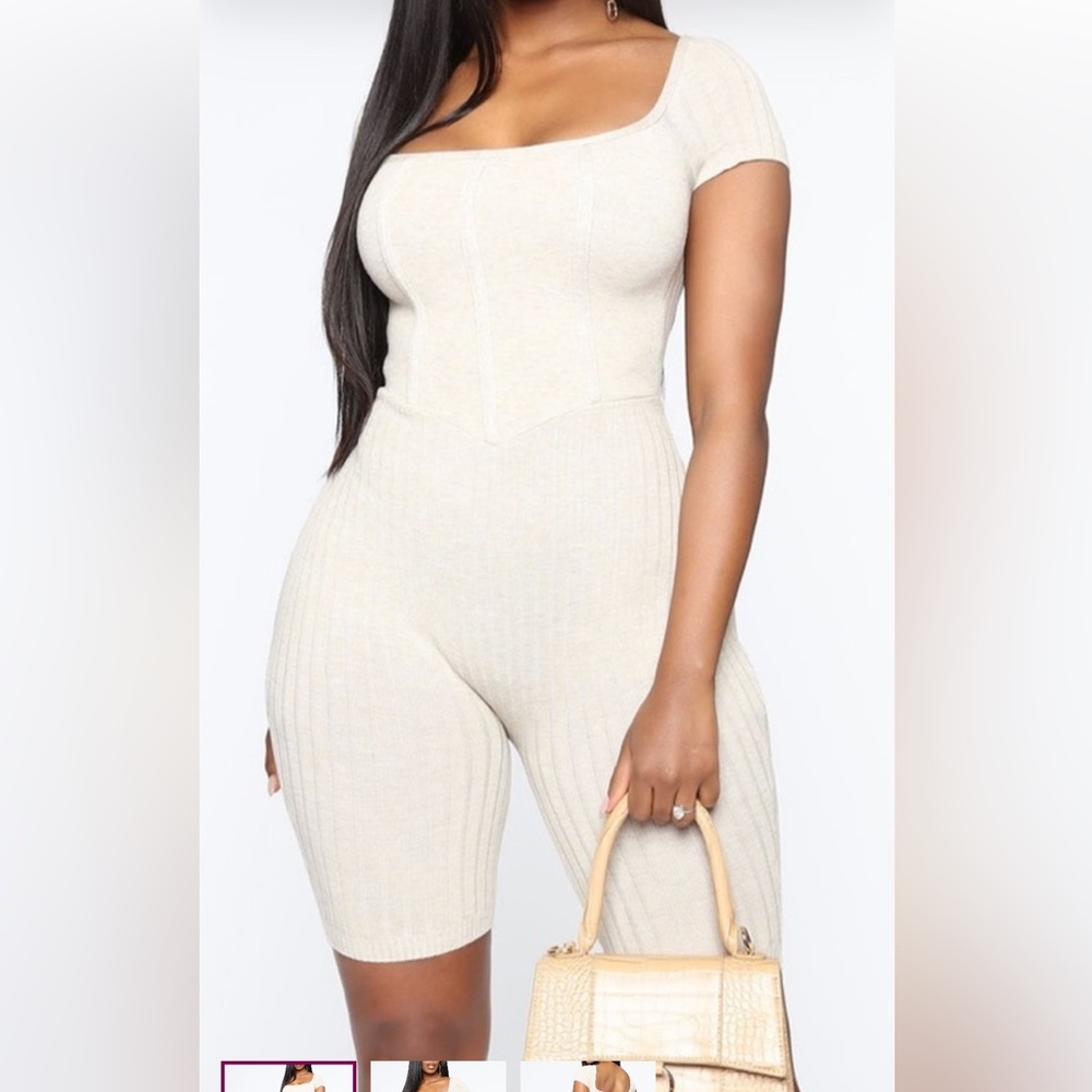 Fashion Nova Cream Jumpsuit